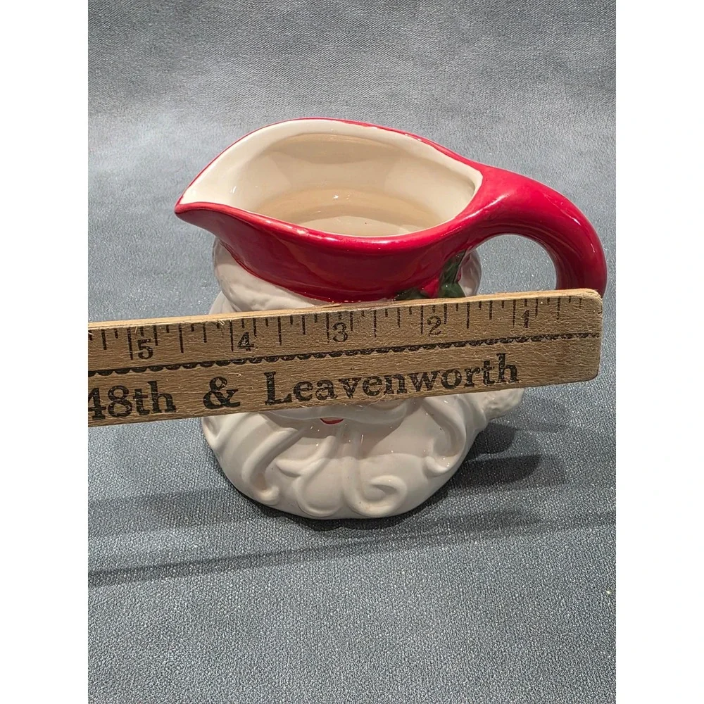 Vintage Ceramic Santa Claus Pitcher Christmas Creamer Red White Holiday Decor